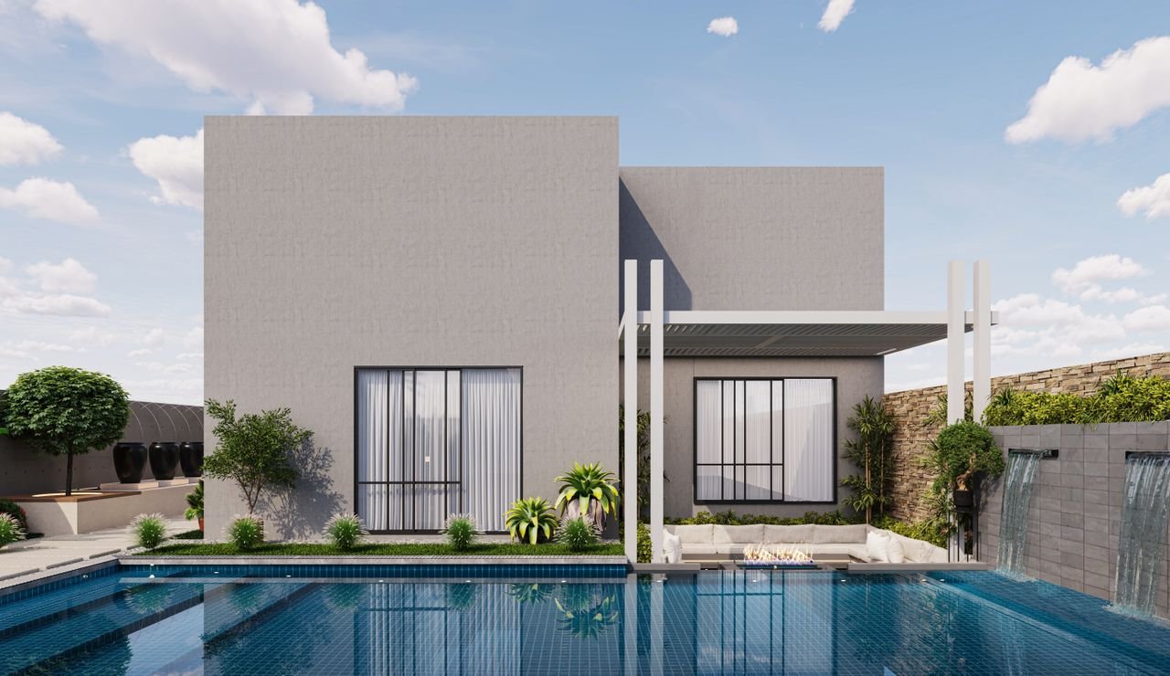 Expert contractors working on residential concrete swimming pool construction and installation.